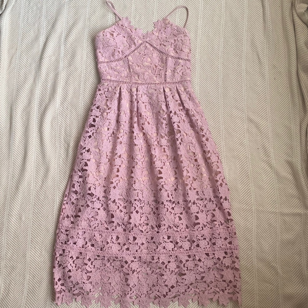 Goodnight Macaroon blush eyelet midi dress